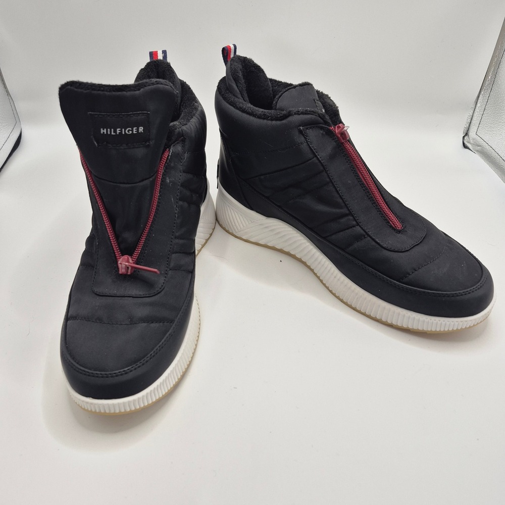 Tommy Hilfiger Jipsun Black Quilted Zip Up Faux Fur Lined Ankle Boots Mens 9.5M